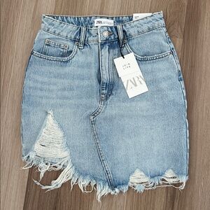 NWT Zara Asymmetrical Denim Mini Skirt